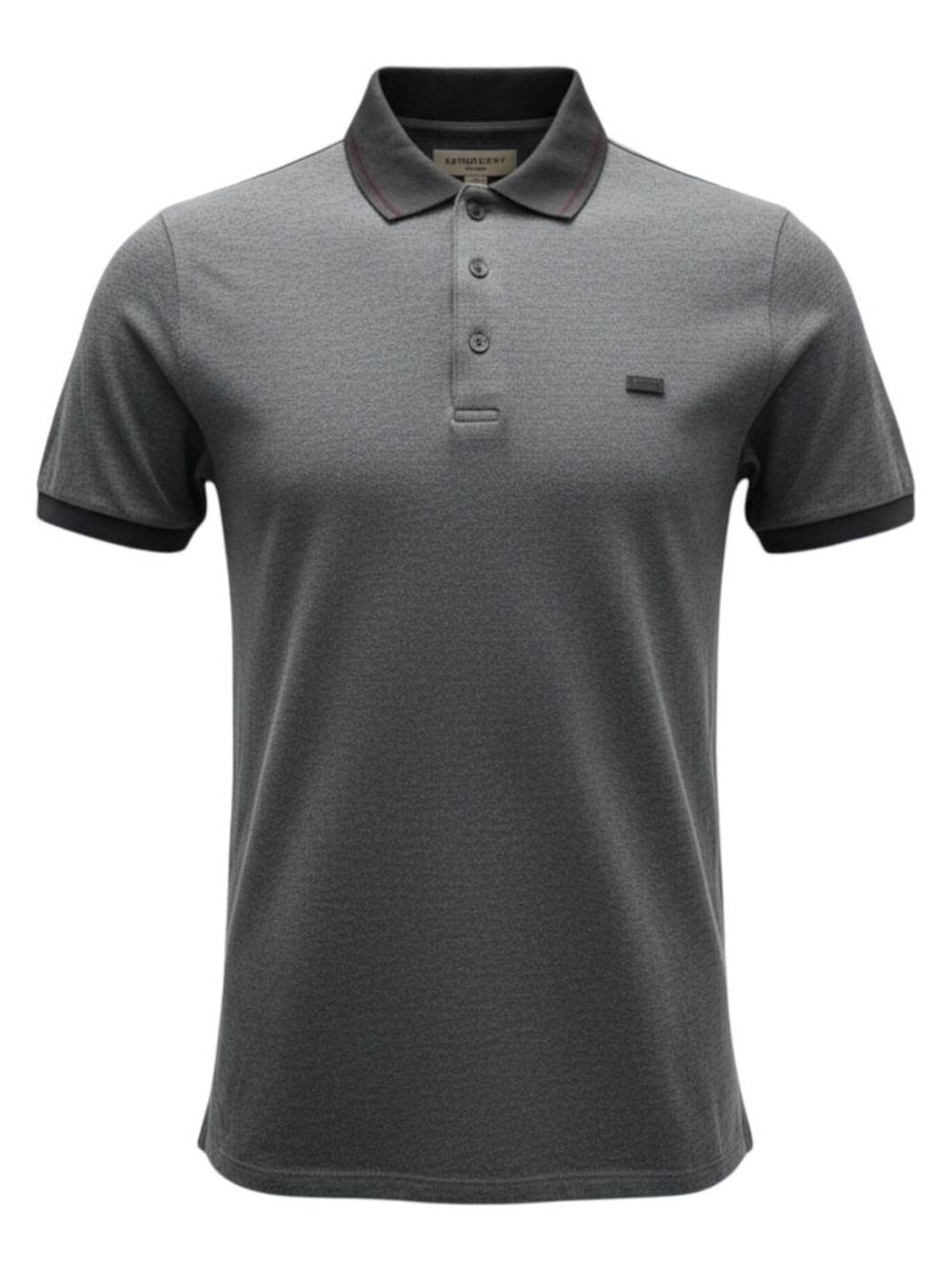 Burberry Grey Short-Sleeve Polo with Contrast Trim